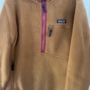 Patagonia Women’s Brown Fleece Pullover with Purple Accents
